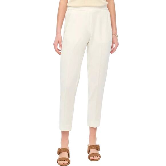 J.Crew Jamie Pant White Cropped Tapered Pants Size 8 Elastic Waist NWT - Picture 1 of 7